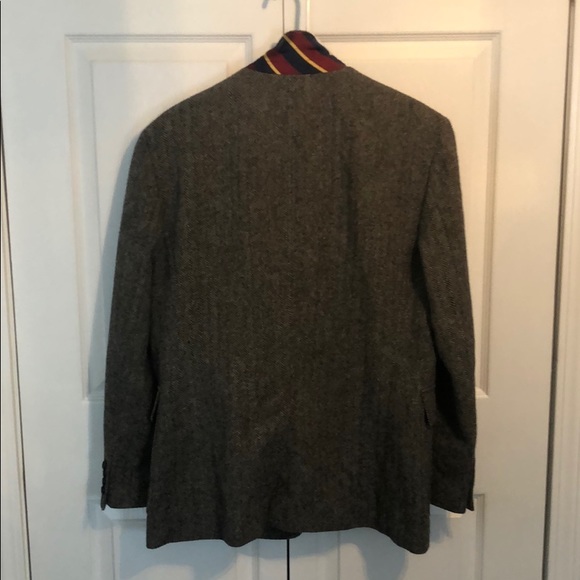 Veste Blazer Homme Mallalieus Tweed Vert à Chevrons - Taille 40L - Fabriqué UK